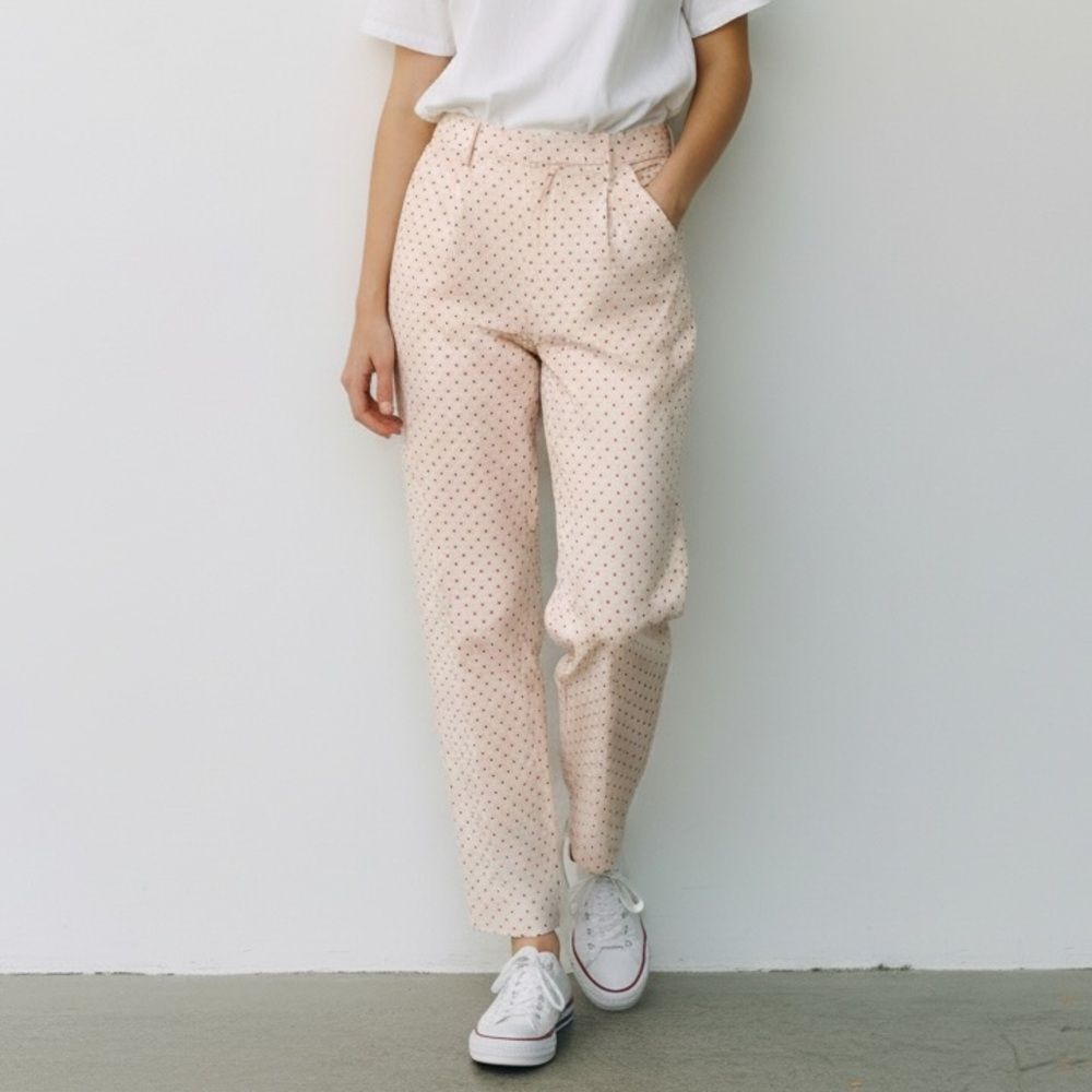 Vintage TE Sport Cream Polka Dot Pants in Size 11